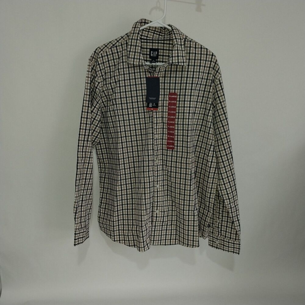 Gap Shirt Mens Extra Large Blue Plaid Untucked Fit  Casual Adult XL